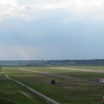 Parajumper drop plane D-CPDC (M28) approaching runway 08 at Celle-Wietzenbruch for landing.