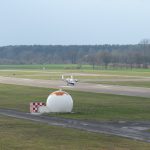 Parajumper drop plane D-CPDC (M28) approaching runway 08 at Celle-Wietzenbruch for landing.